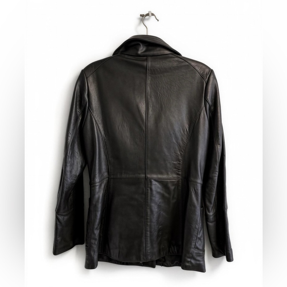 Women’s Jones New York Black Leather Zip-Front Jacket Size Large - Picture 3 of 3